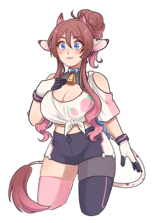 Ko v2 PNG; standing with one hand on her chest